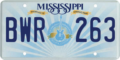 MS license plate BWR263