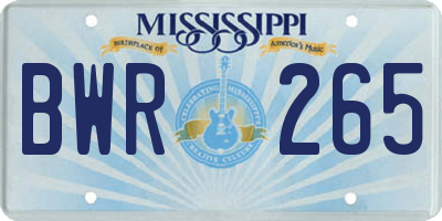 MS license plate BWR265
