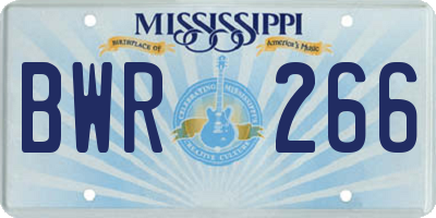 MS license plate BWR266