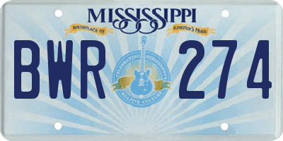 MS license plate BWR274
