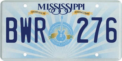 MS license plate BWR276