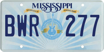 MS license plate BWR277