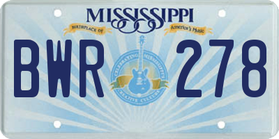 MS license plate BWR278
