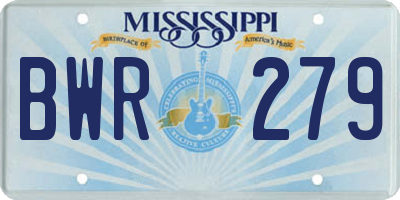 MS license plate BWR279