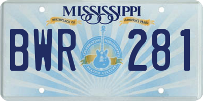 MS license plate BWR281