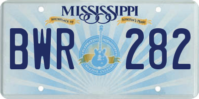MS license plate BWR282