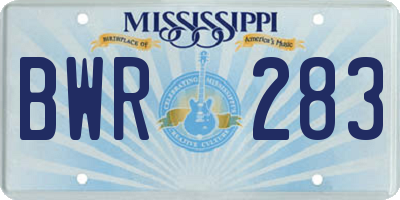 MS license plate BWR283