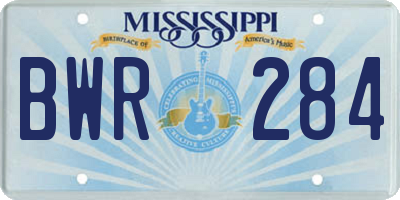 MS license plate BWR284