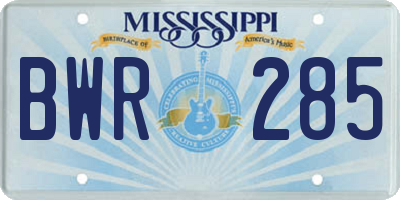 MS license plate BWR285