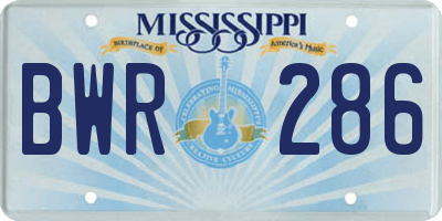 MS license plate BWR286
