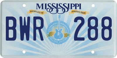 MS license plate BWR288