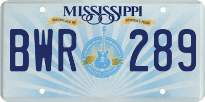MS license plate BWR289