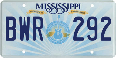 MS license plate BWR292