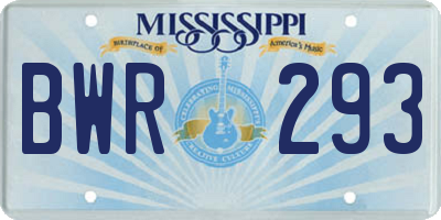 MS license plate BWR293