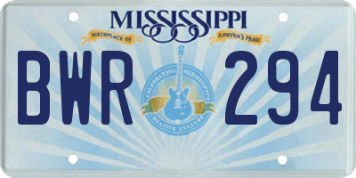 MS license plate BWR294