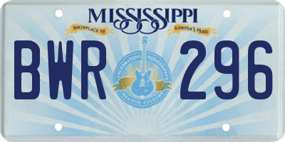 MS license plate BWR296