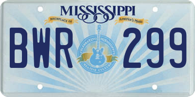 MS license plate BWR299