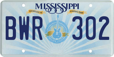 MS license plate BWR302
