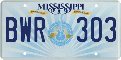 MS license plate BWR303