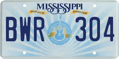 MS license plate BWR304