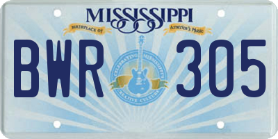 MS license plate BWR305