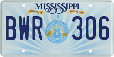MS license plate BWR306