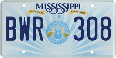 MS license plate BWR308