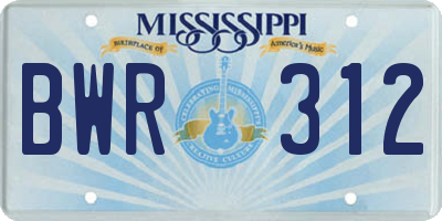 MS license plate BWR312