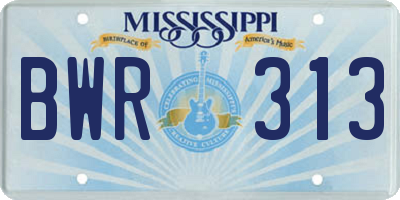 MS license plate BWR313