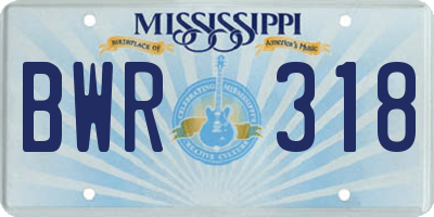 MS license plate BWR318