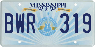 MS license plate BWR319