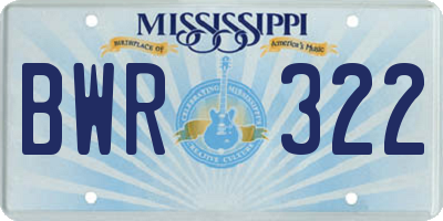 MS license plate BWR322