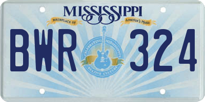 MS license plate BWR324