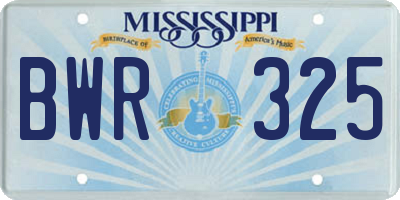 MS license plate BWR325