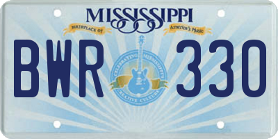 MS license plate BWR330