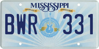 MS license plate BWR331