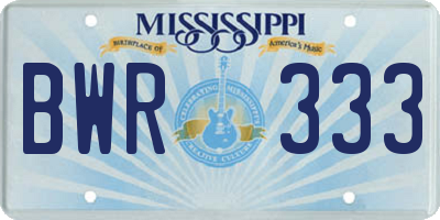 MS license plate BWR333
