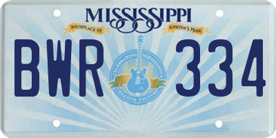 MS license plate BWR334