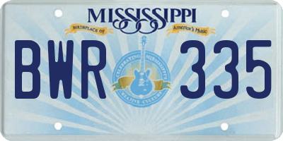 MS license plate BWR335