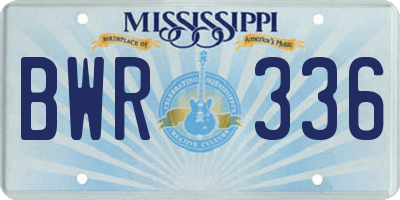 MS license plate BWR336