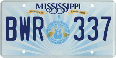 MS license plate BWR337