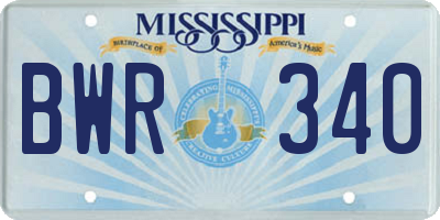 MS license plate BWR340
