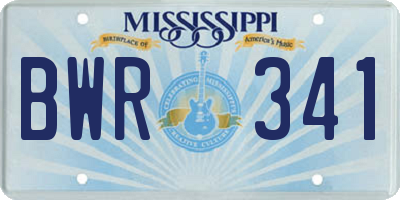 MS license plate BWR341