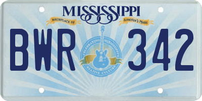 MS license plate BWR342