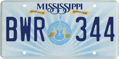 MS license plate BWR344