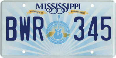 MS license plate BWR345