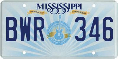 MS license plate BWR346