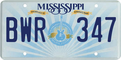 MS license plate BWR347