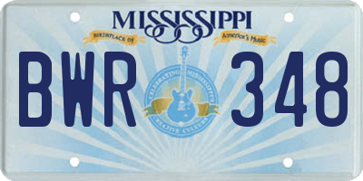 MS license plate BWR348