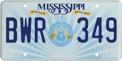 MS license plate BWR349